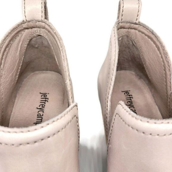 Jeffrey Campbell Rosalee Ivory Leather Stacked Block Heel Pull-On Ankle Boots - Picture 6 of 11